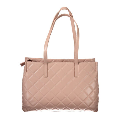 Mario Valentino Pink Polyethylene Handbag with 2 handles, laptop compartment, central pocket, contrasting details, and zip closure.
