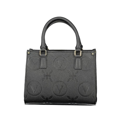 Mario Valentino Black Polyethylene Handbag with dual handles, adjustable straps, internal pockets, contrast details, and zip closure.