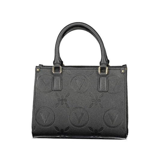 Mario Valentino Black Polyethylene Handbag with handles and straps, features logo, zip closure, and internal pockets.