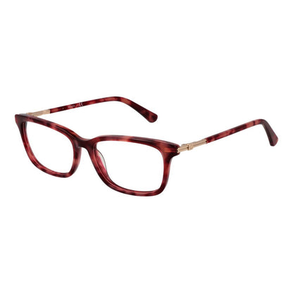 Guess Red Acetate Glasses (Frames) for women, full-rim red rectangle style with spring hinge, demo lenses, includes branded case.