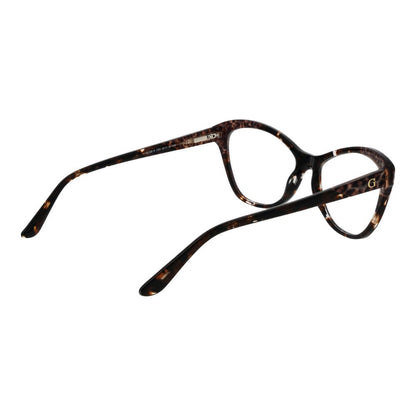Guess Brown Acetate Glasses (Frames) for women, full-rim cat eye style with brown acetate frame and demo lenses, includes branded case, spring hinge.
