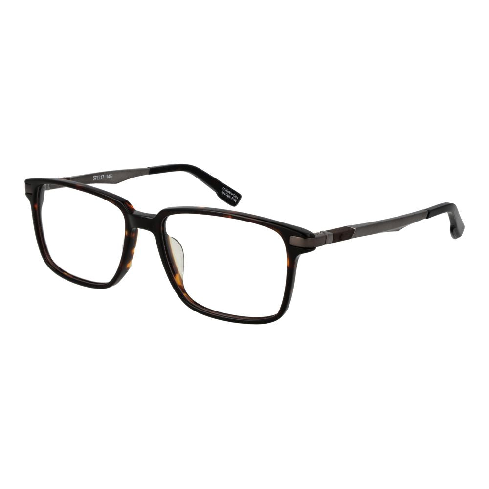 Spy Brown Plastic Glasses (Frames) full-rim square style for men with brown color, plastic material, and branded soft case included.