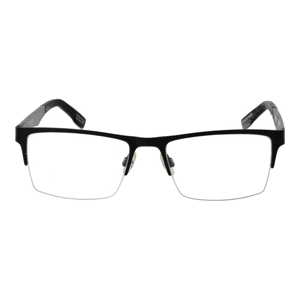 Spy Black Plastic Glasses (Frames) - half-rim and unisex with black plastic frame, demo lenses, 54mm width, rectangle style.