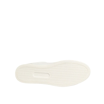 Sole view of Dolce & Gabbana White Leather Heart Embellished Sneakers Shoes, featuring a durable rubber outsole for everyday wear.