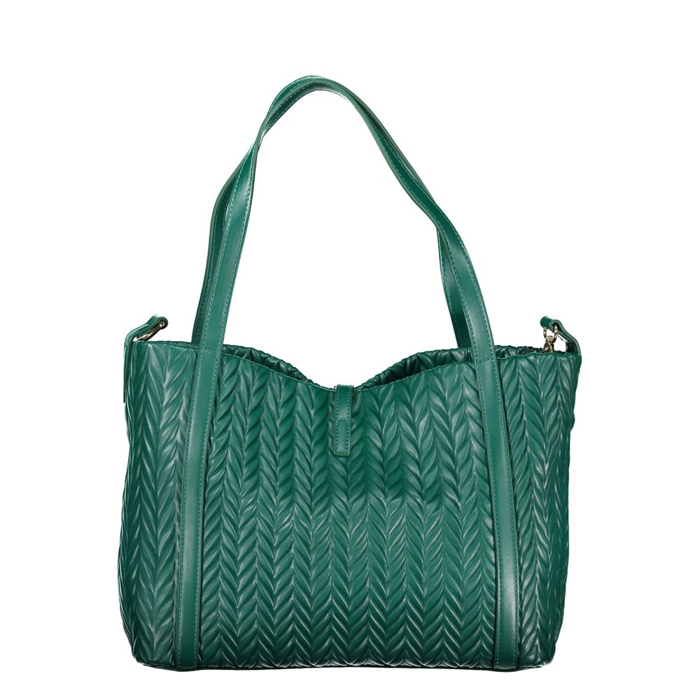 Mario Valentino Green Polyethylene Handbag with two handles, internal pocket, contrasting details, and logo.