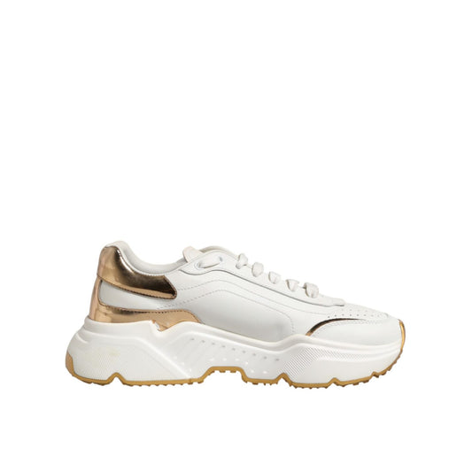 Dolce & Gabbana White Gold Daymaster Low Top Sneakers Shoes 1728,67345645728,Chunky - Sneakers - Shoes,Dolce & Gabbana,EU41/US10.5,Low Tops - Sneakers - Shoes,Material: 07%PL+10%PU+83lf,Preowned / Defect,Shoes,Sneakers - Shoes,White,Women