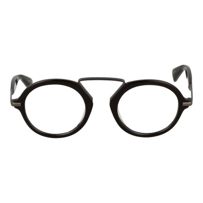 Yohji Yamamoto Brown Plastic Glasses (Frames) for men, round full-rim style, 49-23-140 size, brown color, plastic material.