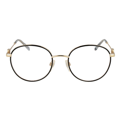 Tommy Hilfiger Gold Metal Glasses (Frames) for Women, full-rim panto style with demo lenses, gold metal frame, includes branded case.
