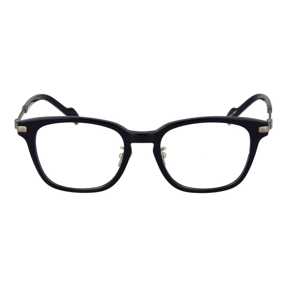 Yohji Yamamoto Blue Metal & Plastic Glasses (Frames), unisex full-rim rectangle style, blue frame, demo lenses, includes branded soft case.