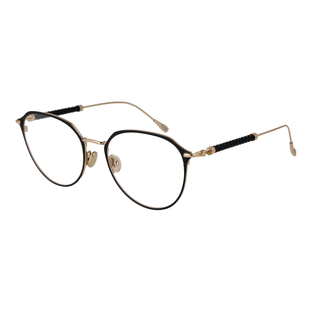 Tod's Black Metal Glasses (Frames) for women, featuring full-rim panto style, with demo lenses and black metal frame.