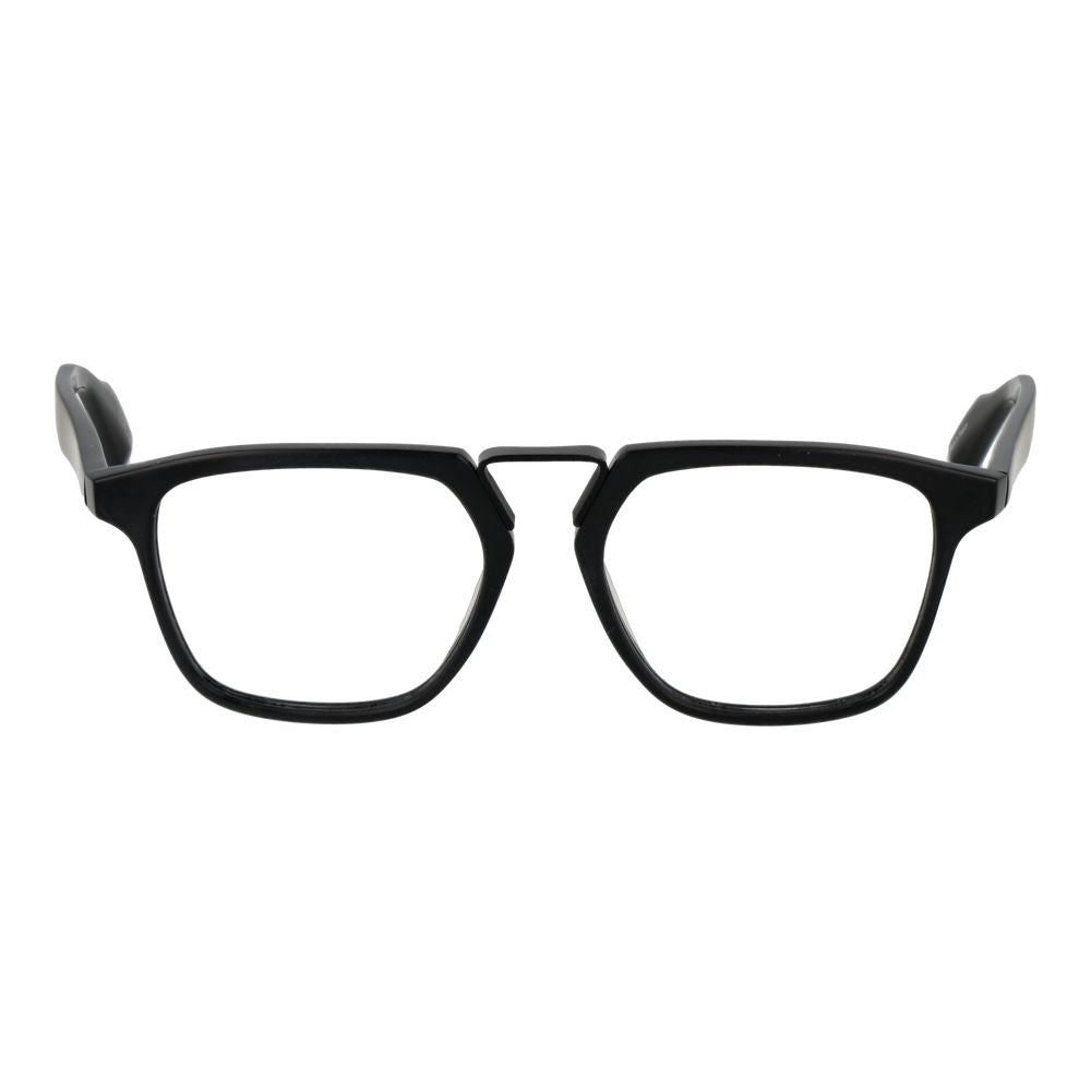 Yohji Yamamoto Black Plastic Glasses (Frames), rectangular full-rim style for men with demo lenses and branded soft case.