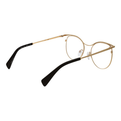 Yohji Yamamoto Gold Metal Glasses (Frames) for women, round full-rim style, gold metal frames with plastic demo lenses, size 53-18-145.