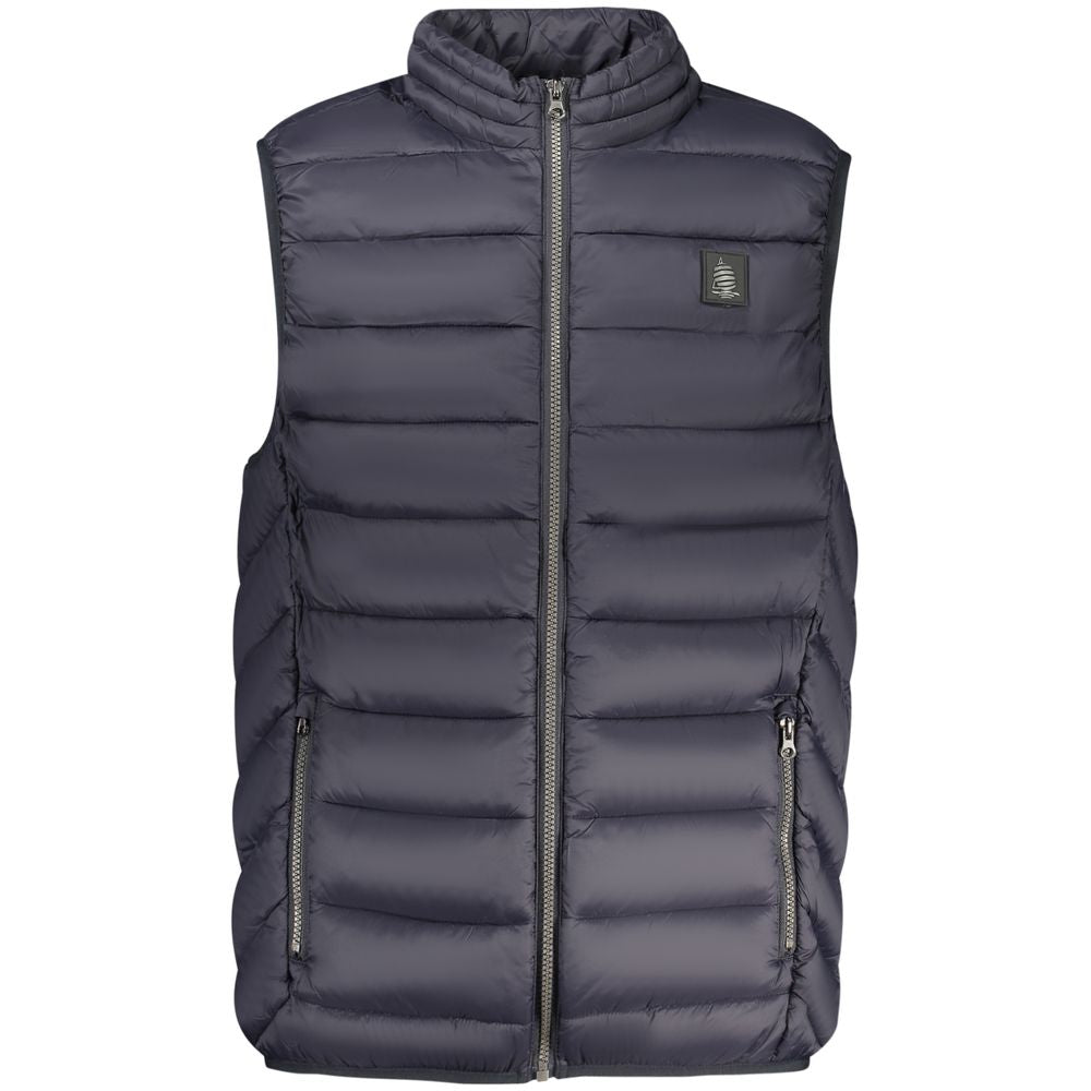 Marina Yachting Blue Polyamide Men Jacket with logo, sleeveless design, and functional pockets, showcasing nautical sophistication.