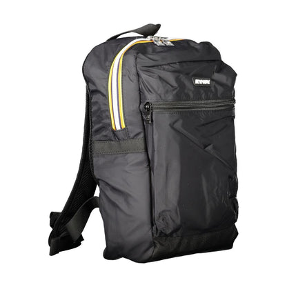 K-WAY Black Polyamide Backpack with adjustable straps, external pocket, internal compartments, and zip closure.