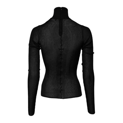 Dolce & Gabbana Black Viscose Turtle Neck Pullover Top 1728,67345645728,Black,Clothing,Dolce & Gabbana,IT38 | XS,Long Sleeve - T-Shirts - Clothing,Material: 02%PA+98%VI,Preowned / Defect,T-Shirts - Clothing,Tank Tops - T-Shirts - Clothing,Women
