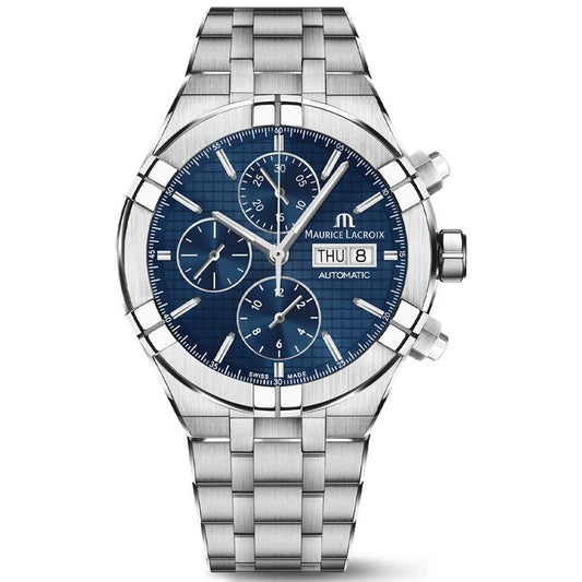 MAURICE LACROIX MOD. AIKON AUTOMATIC wristwatch with stainless steel case, chronograph, day & date, water resistant 20 ATM.
