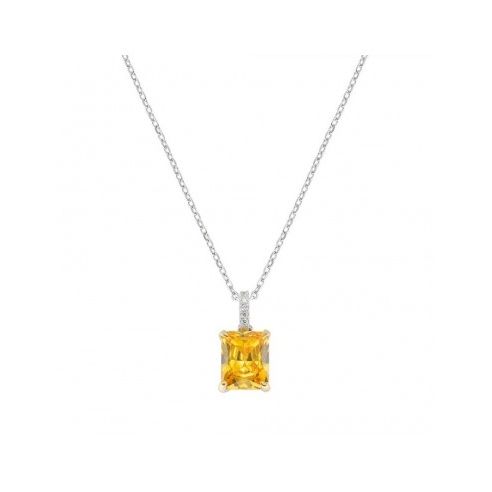 AMEN JEWELRY Mod. CLCK1REBGIZ elegant pendant necklace with yellow gemstone on silver chain