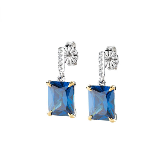 Blue gemstone earrings from AMEN JEWELRY Mod. ECK1REBBLZ with silver and gold accents.