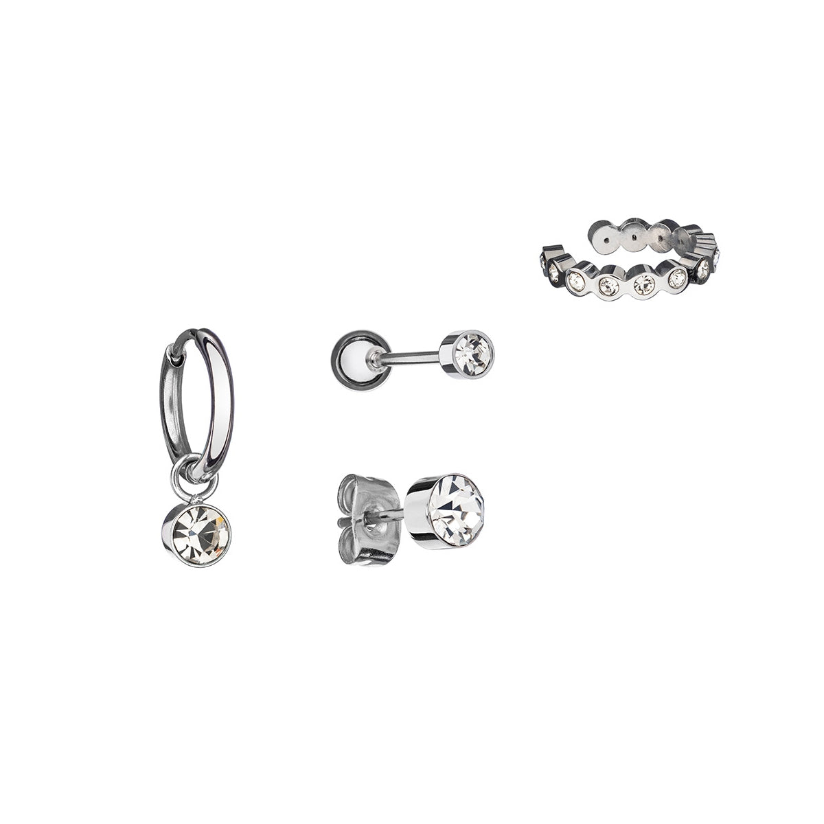 AN JEWELS JEWELRY Mod. AB.EP044 featuring earrings and ring set with crystals.