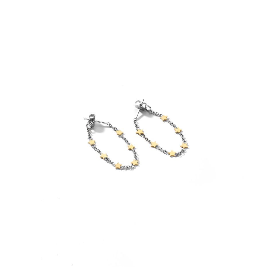 AN JEWELS JEWELRY Mod. ADC.E22YS, elegant silver and gold hoop earrings with intricate design.