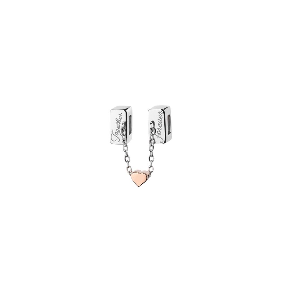 AN JEWELS JEWELRY Mod. AL.DLITF01 featuring silver and rose gold chain link earring with heart charm.