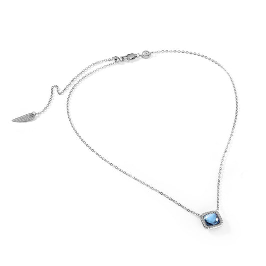 Elegant silver necklace with blue gemstone pendant, AN JEWELS JEWELRY Mod. AL.NMW07SBL