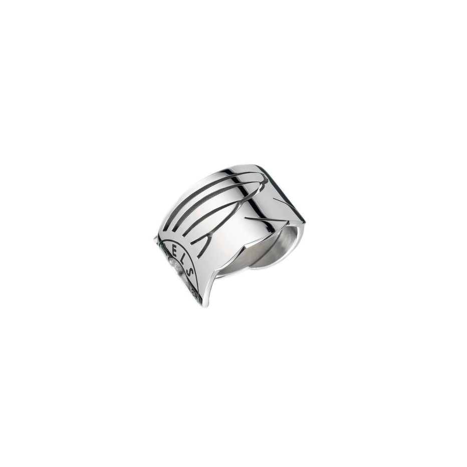 AN JEWELS JEWELRY Mod. AL.RFY01S-9 silver ring with black engraved design