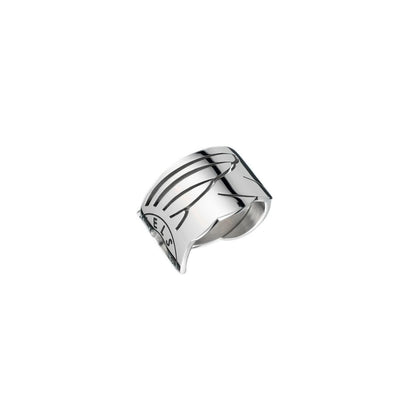 AN JEWELS JEWELRY Mod. AL.RFY01S-9 silver ring with black engraved design