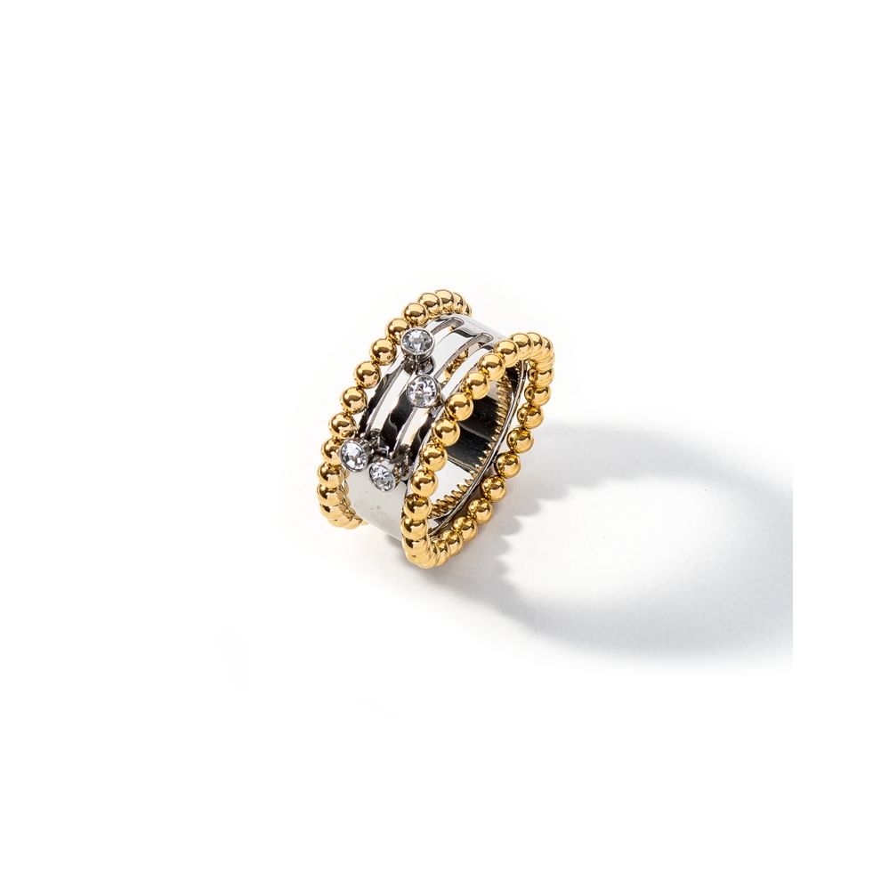 Alt Tag: AN JEWELS JEWELRY Mod. AL.RSOKLYC-7 gold and silver ring with diamond accents