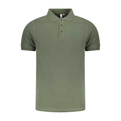 Accademia Militare Green Cotton Polo Shirt with short sleeves, 3 buttons, military academy print, and logo.