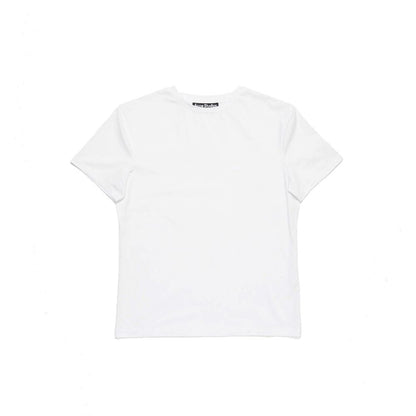 Acne Studios White Cotton T-Shirt with short sleeves and face logo, made of 90% cotton and 10% elastane, unisex fit, made in Portugal.
