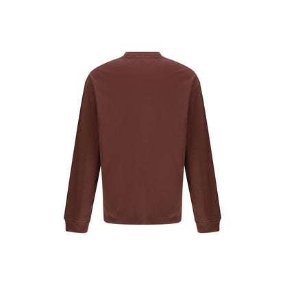 Back view of Agolde Bordeaux Cotton Long Sleeve T-Shirt with ribbed crew neck and elasticized cuffs, AW25 collection.