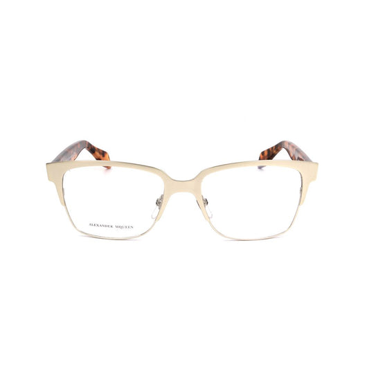 Alexander McQueen Bicolor Metal Glasses (Frames) in matte gold and havana, model AMQ42578SO, lens size 53mm