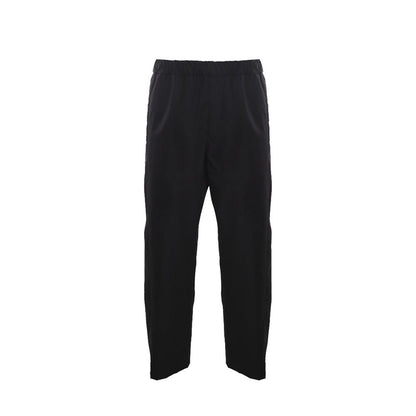 Alexander McQueen Black Cotton Casual Pants with elastic waist and pockets, made in Italy, front zip closure.