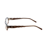 Side view of Alexander McQueen Brown Acetate Frames showcasing temple design and material details, size 52/15/135 mm.