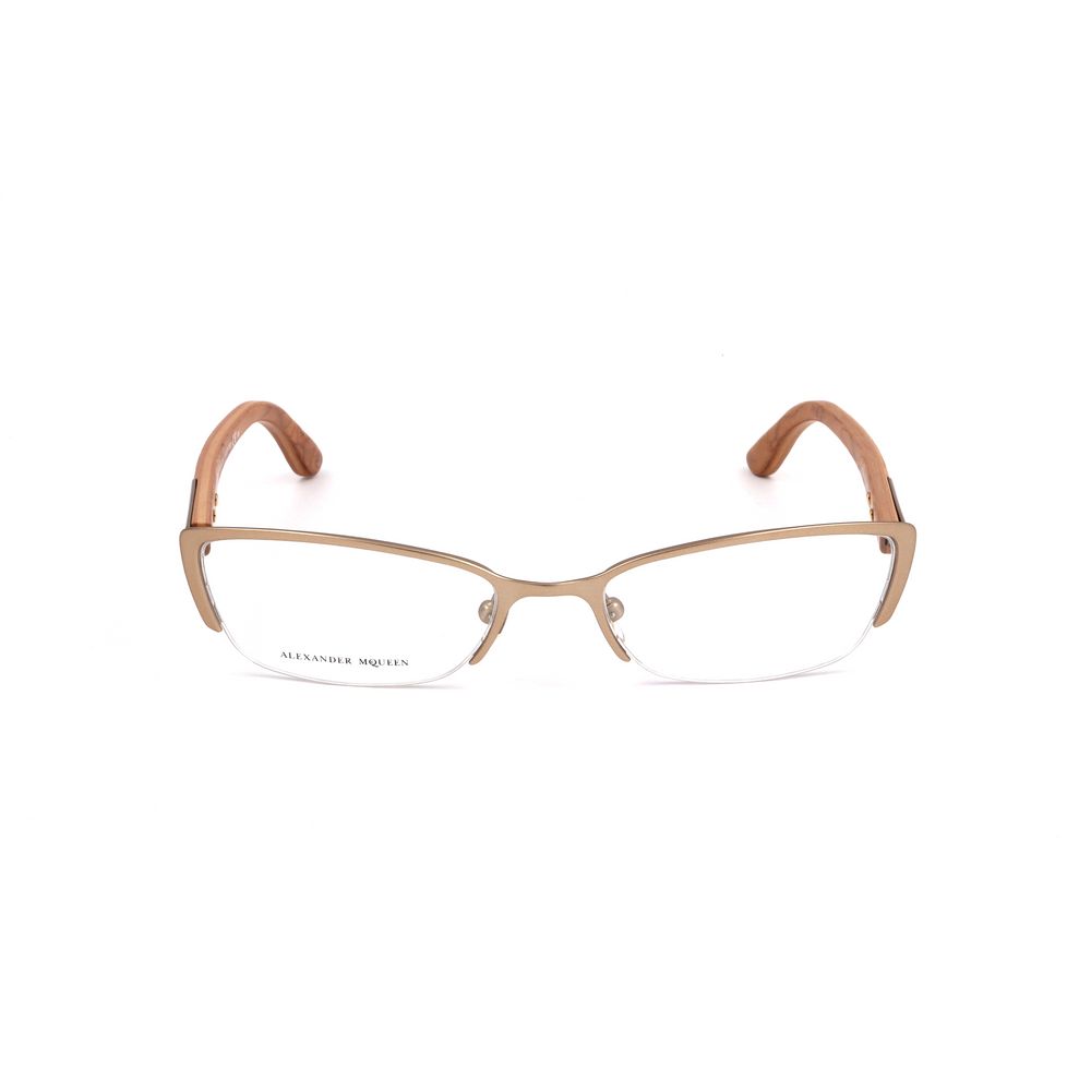 Alexander McQueen Brown Metal Frames glasses with semi-matte finish, women’s eyewear, model AMQ4183WCX, lens size 53/18/135 mm.
