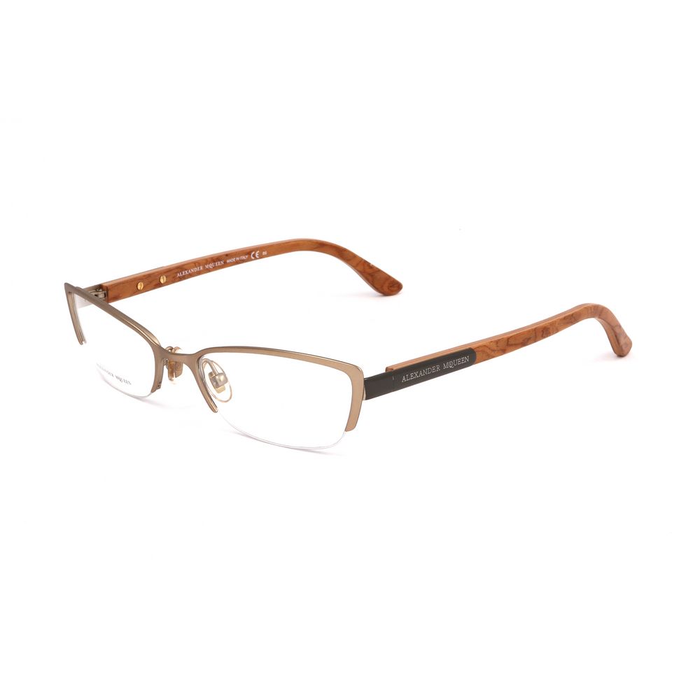 Alexander McQueen Brown Metal Frames, women's glasses model AMQ4183WCX, semi-matte finish, 53/18/135mm dimensions.