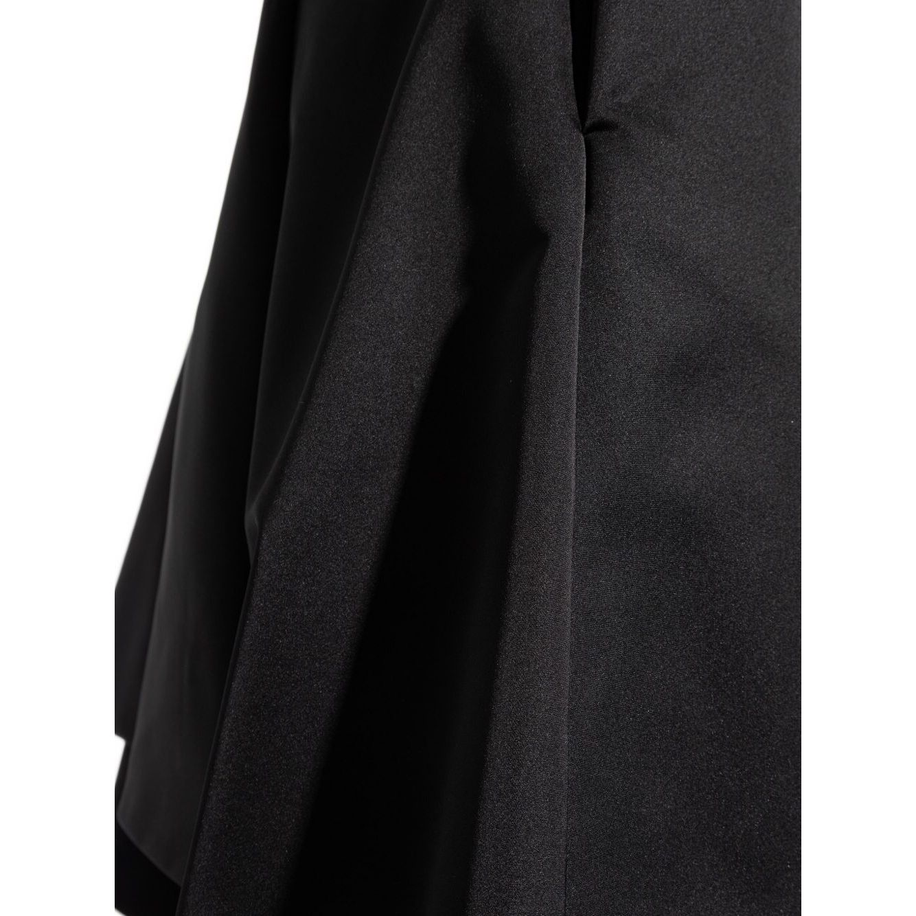 Close-up of Alexander McQueen Skirts Black, showcasing a black satin finish A-line Silk skirt with elegant draping detail.