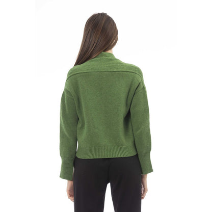 Alpha Studio Green Merino Wool Women Cardigan
