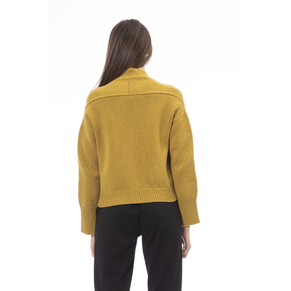 Alpha Studio Yellow Merino Wool Women Cardigan