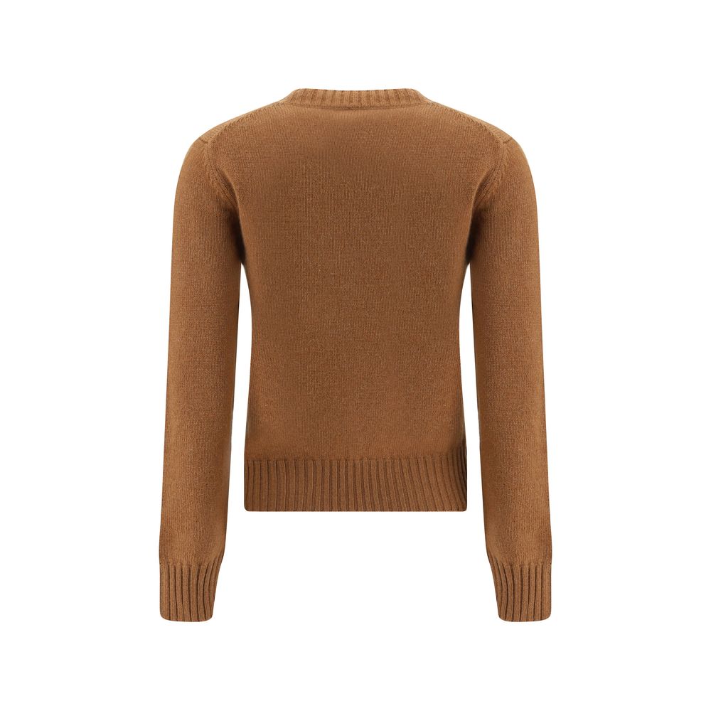 Back view of Ami Paris Brown Cashmere Sweatshirt with ribbed hem and cuffs, featuring the iconic Ami De Coeur design.