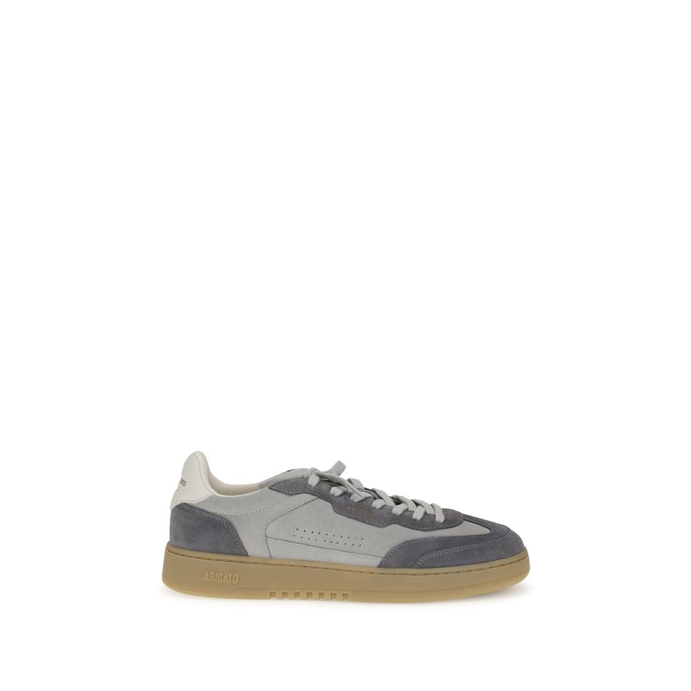 Alt Tag: Axel Arigato Gray Leather Low Top Sneakers, retro-inspired design with leather and suede, ideal for urban casual style.