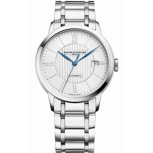 BAUME & MERCIER Mod. CLASSIMA Automatic wristwatch with stainless steel case, sapphire dial, and SS bracelet, 40mm, Swiss made.