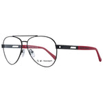 BMW Motorsport Black Men Glasses Frame in aviator style with full-rim metal structure, demo lenses, and spring hinge, includes branded case.