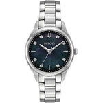 BULOVA Mod. SUTTON wristwatch with metal bracelet and black dial, comes in official packaging box.