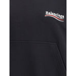 Balenciaga Logoed Hoodie with contrasting monogram, oversized cotton design featuring front pockets and ribbed cuffs for streetwear style.