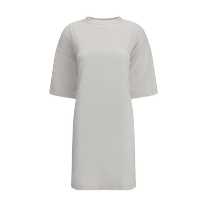 Balenciaga White Cotton Casual Dress with crew neck and short sleeves, AW25 collection, semi-fitted dry jersey for a sophisticated look.