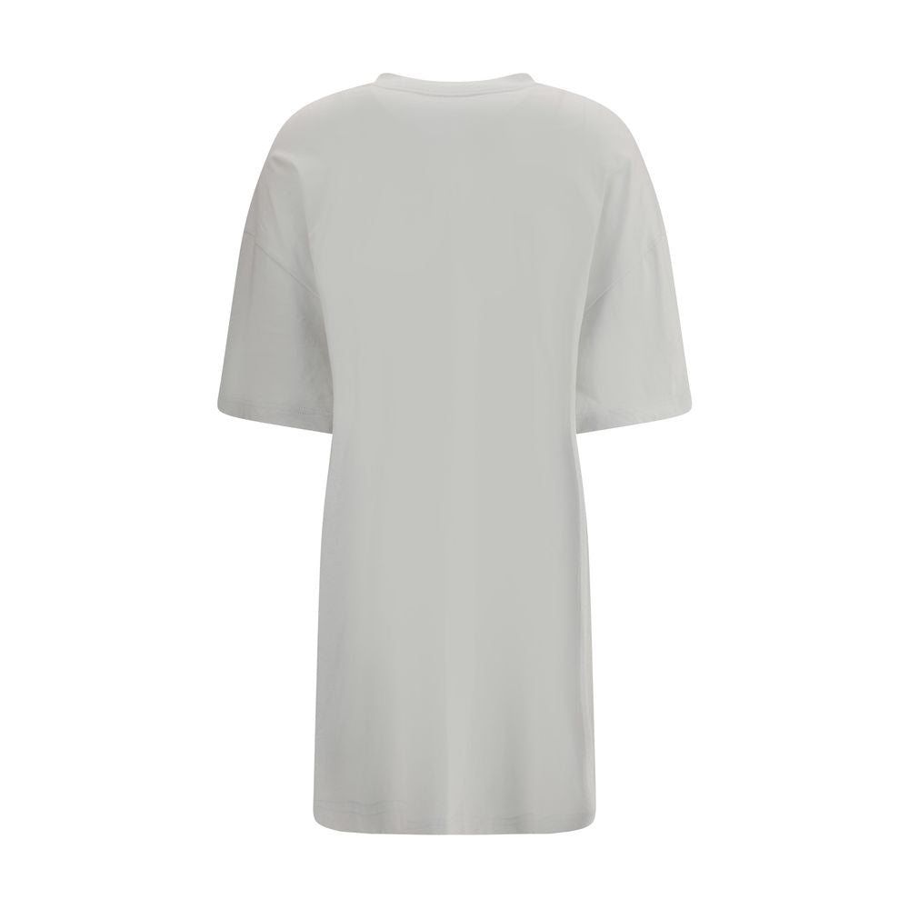 Back view of Balenciaga White Cotton Casual Dress showing short sleeves and crew neck design for a dynamic, sophisticated look.