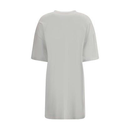 Back view of Balenciaga White Cotton Casual Dress showing short sleeves and crew neck design for a dynamic, sophisticated look.