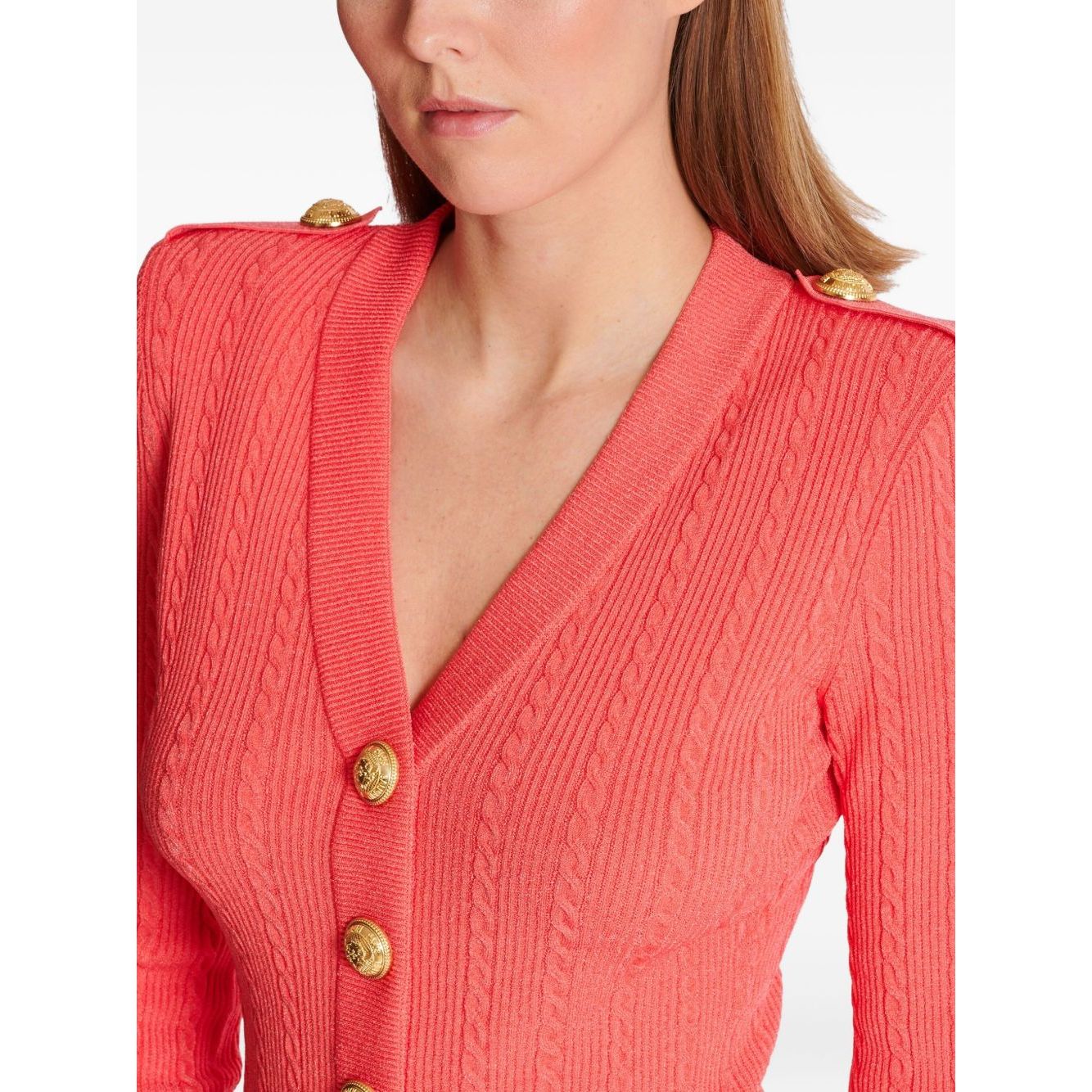 Balmain Long-sleeved twisted knit cardigan Topwear